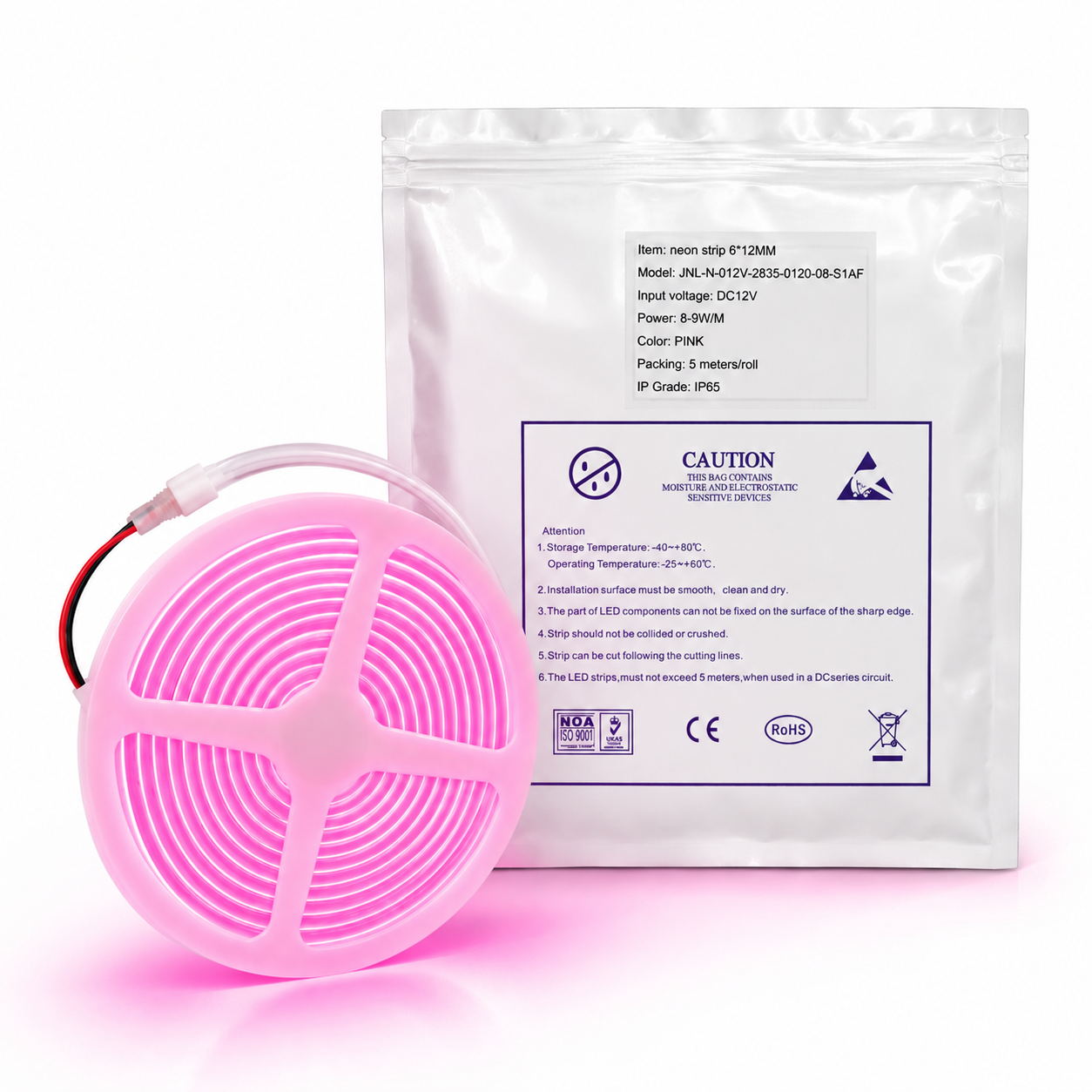 (12V) TIRA NEON DE 5 METROS PINK